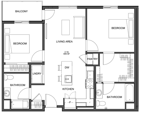 a floor plan of a house with a bedroom and a living room